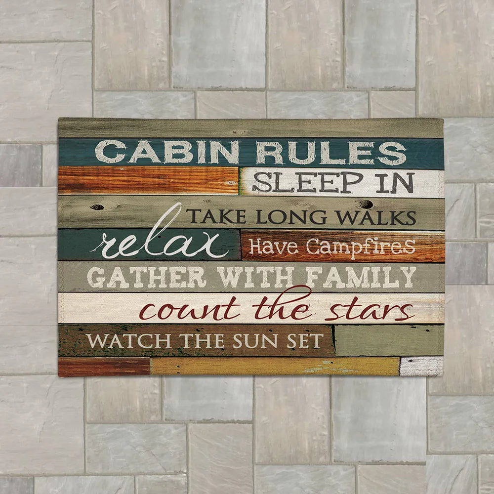 Cabin Rules Outdoor Area Rug