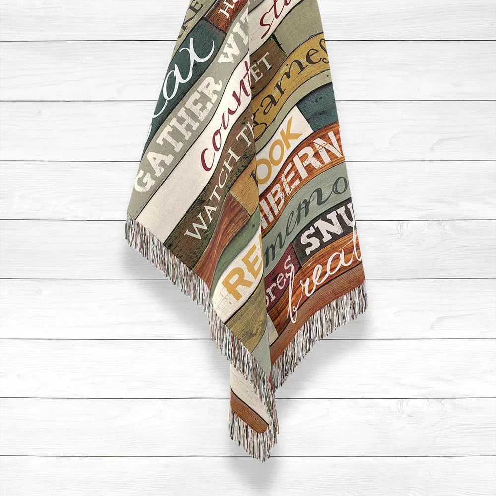 Cabin Rules Woven Throw Blanket