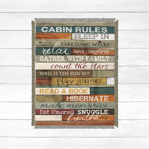 Cabin Rules Woven Throw Blanket