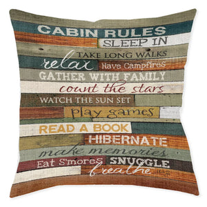Cabin Rules Indoor Woven Decorative Pillow