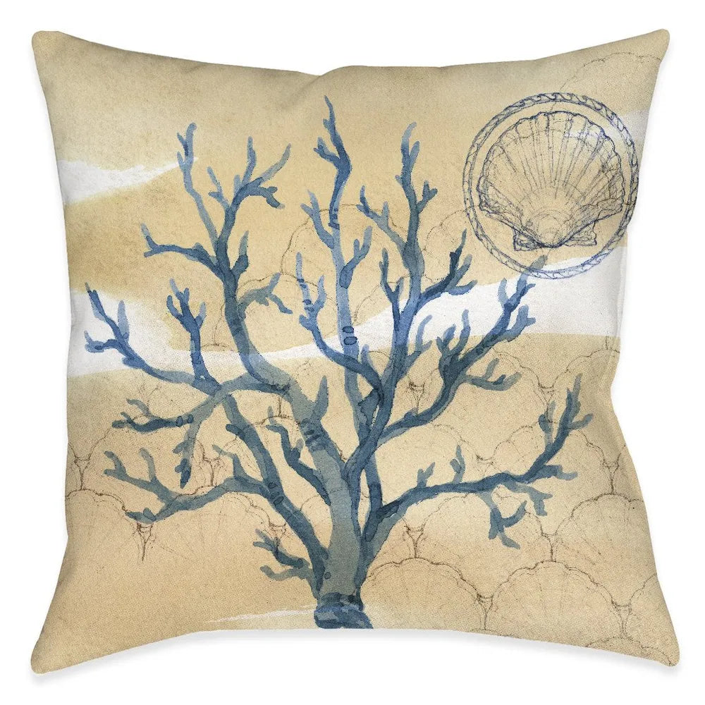 Captiva Coral Seashell Outdoor Decorative Pillow