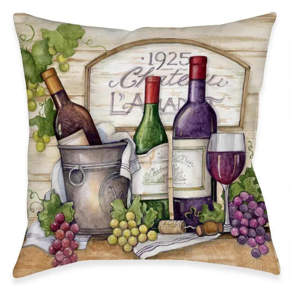 Chateau Wine Getaway Outdoor Decorative Pillow