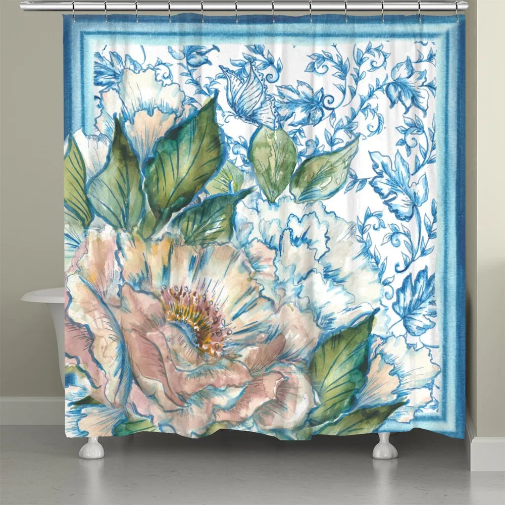 Chinoiserie Blushing Floral Shower Curtain