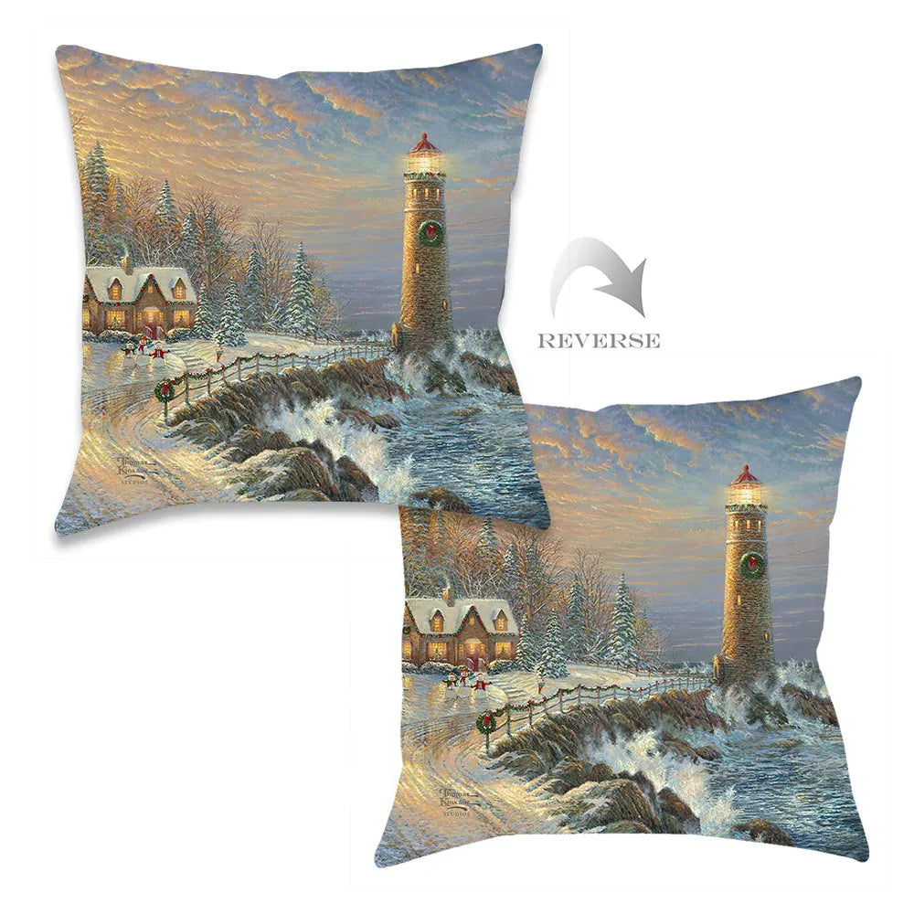 Christmas Lighthouse Indoor Decorative Pillow
