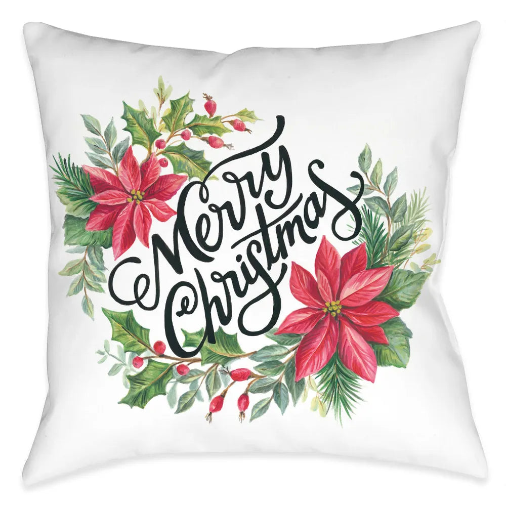 Christmas Poinsettias Indoor Decorative Pillow