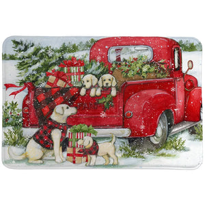 Christmas Red Truck Memory Foam Rug