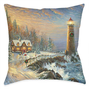 Christmas Lighthouse Indoor Decorative Pillow