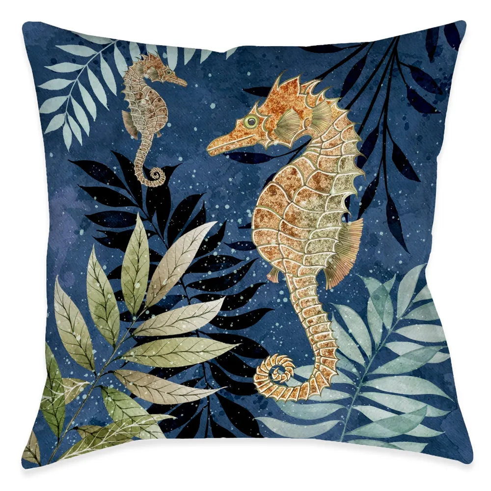 Coastal Friends Seahorse Outdoor Decorative Pillow