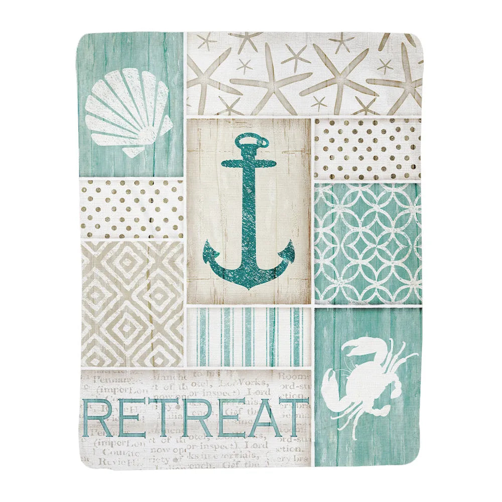 Coastal Retreat Sherpa Throw Blanket 