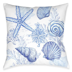 Nautical Throw Pillow Set of 4, Coral Starfish Anchor Stripes Pillows,  Coastal Decor in Blue and White, Pillow Cover Bundle Sale 