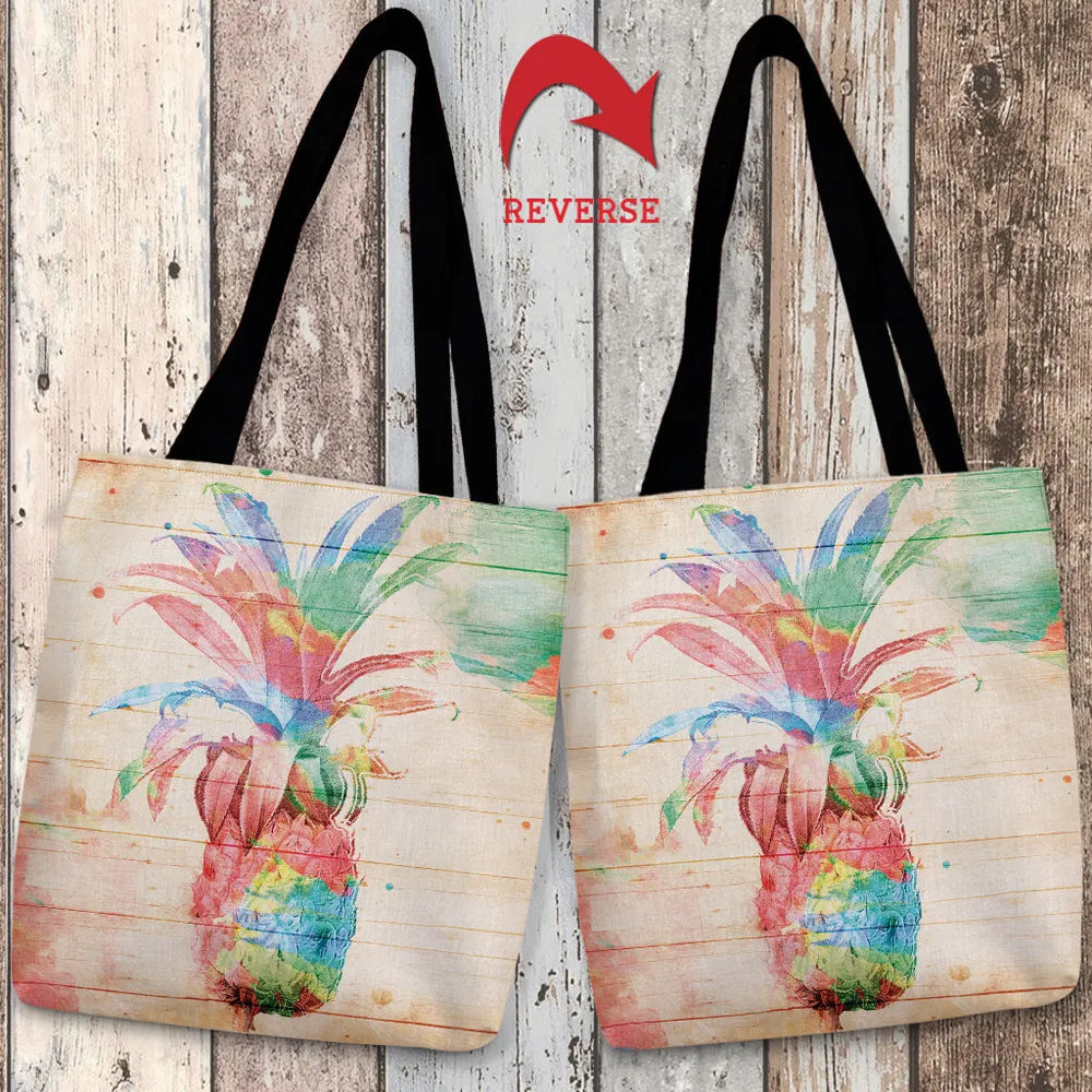Colorful Pineapple Canvas Tote Bag