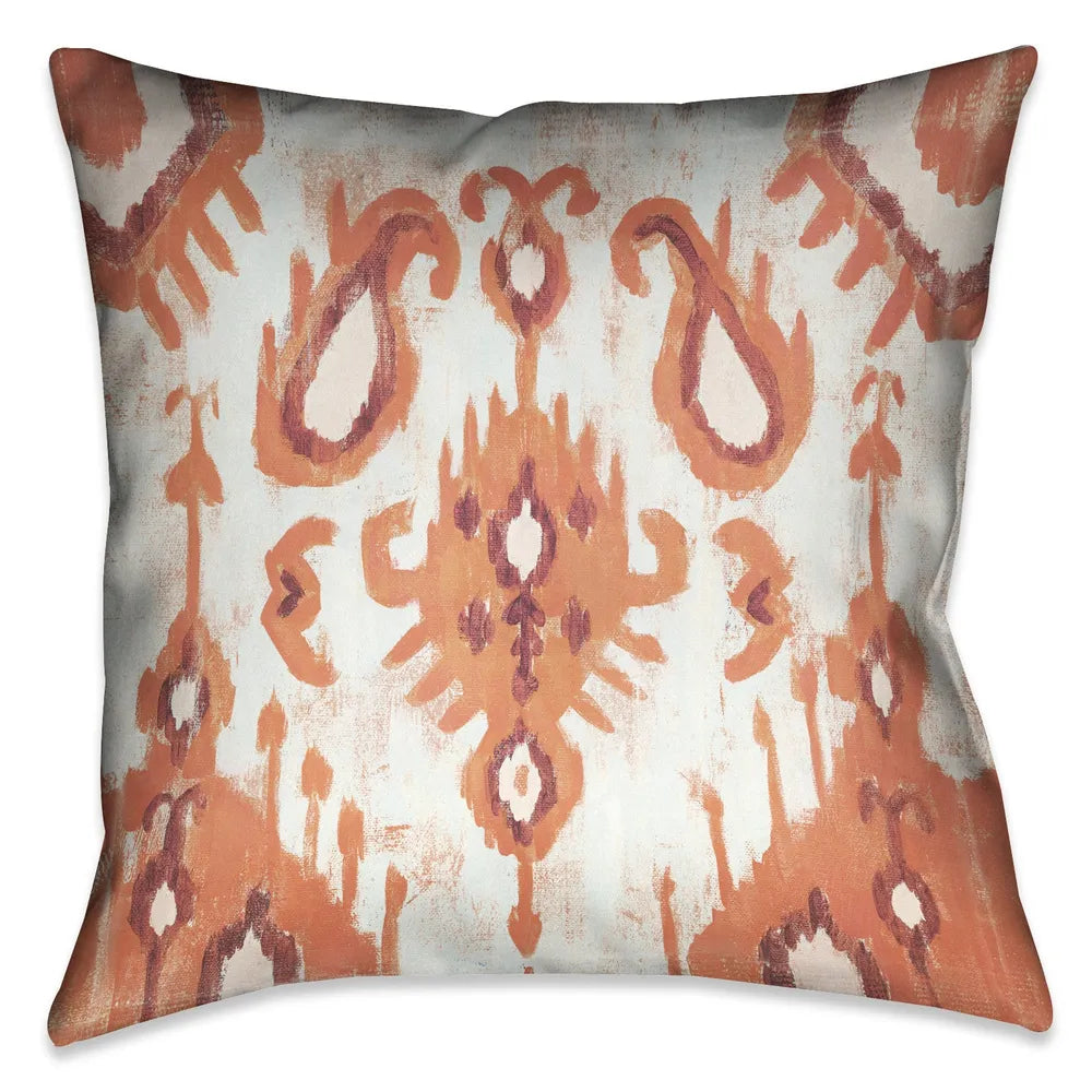Coral Ikat I Outdoor Decorative Pillow