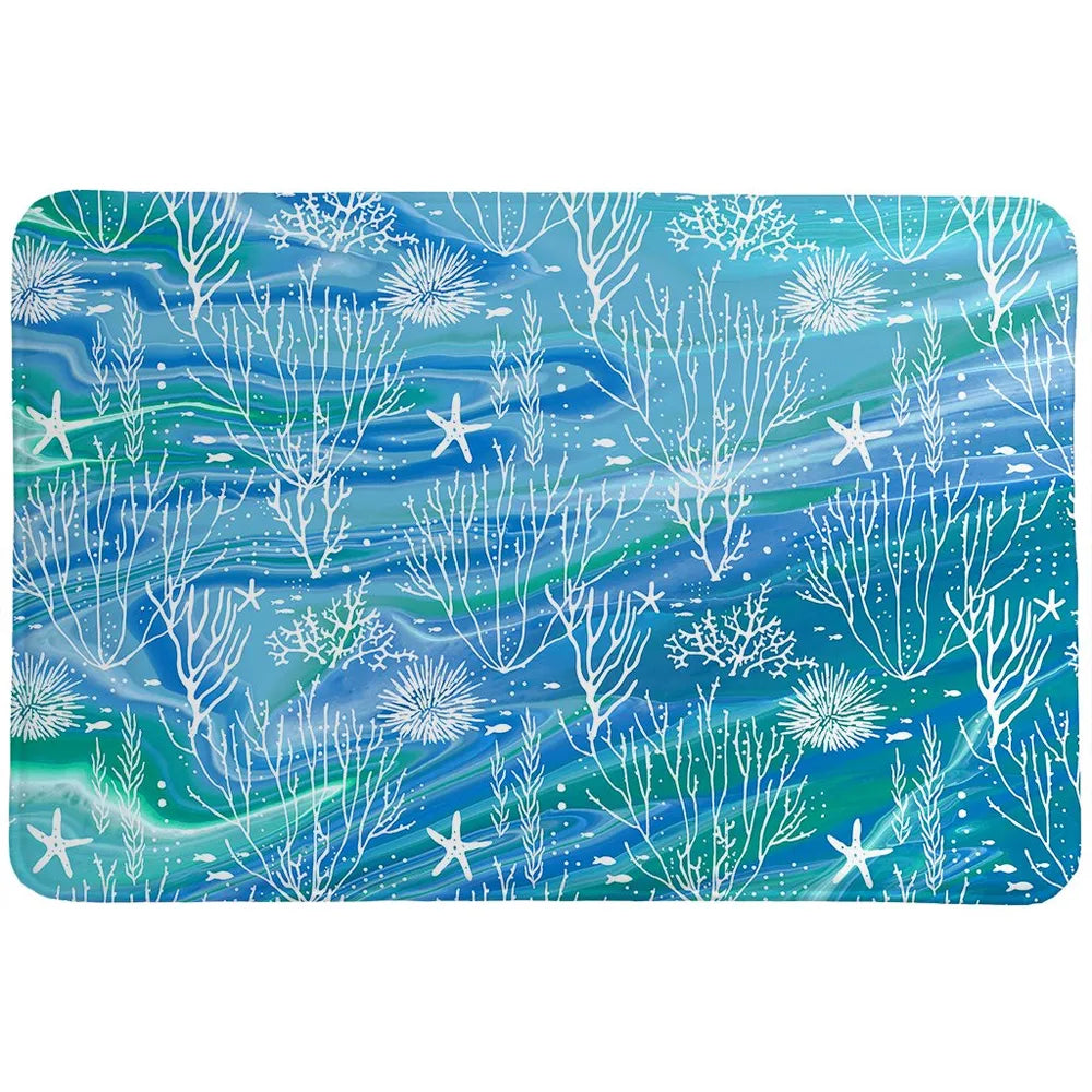 Coral Through the Waves Memory Foam Rug
