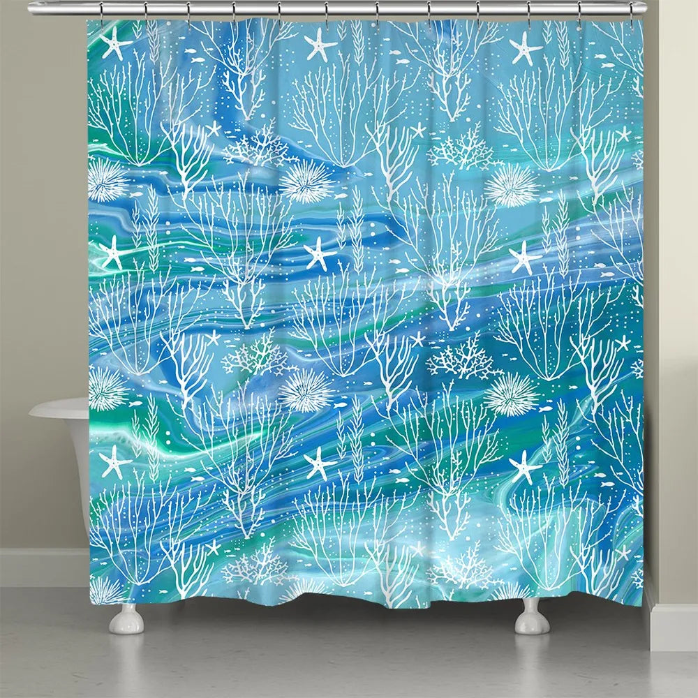 Coral Through The Waves Shower Curtain