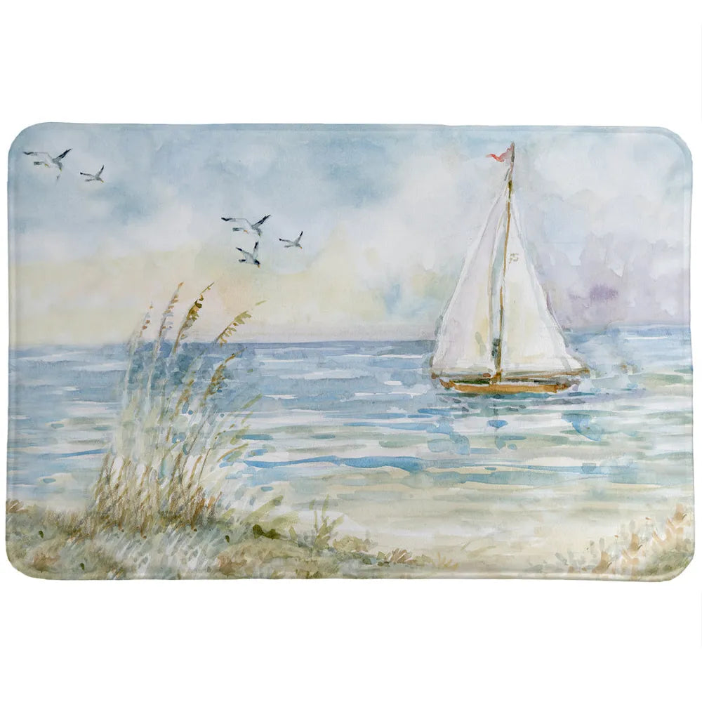 Coastal Sanctuary Sailboat Memory Foam Rug