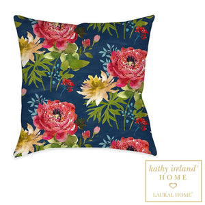 kathy ireland® HOME Country Bouquet Navy Indoor Decorative Pillow