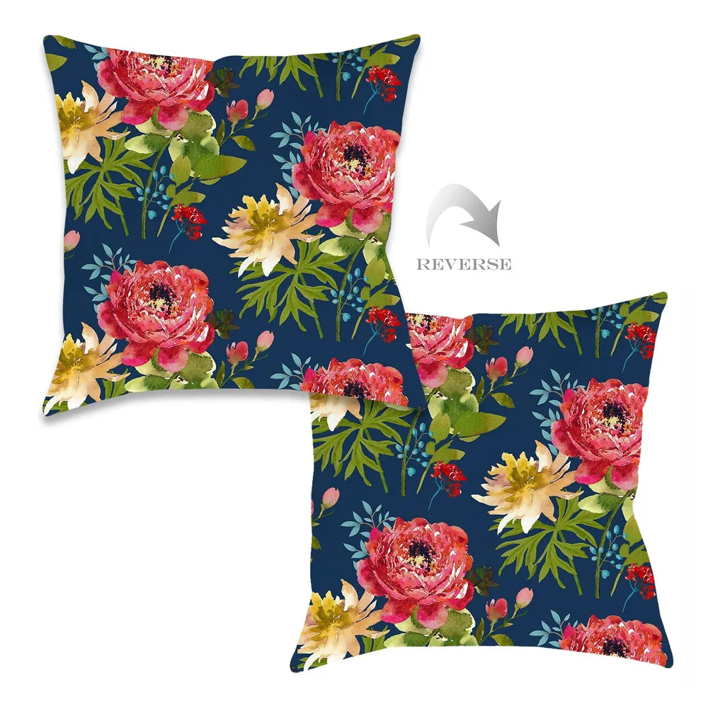 Country Bouquet Navy Indoor Decorative Pillow