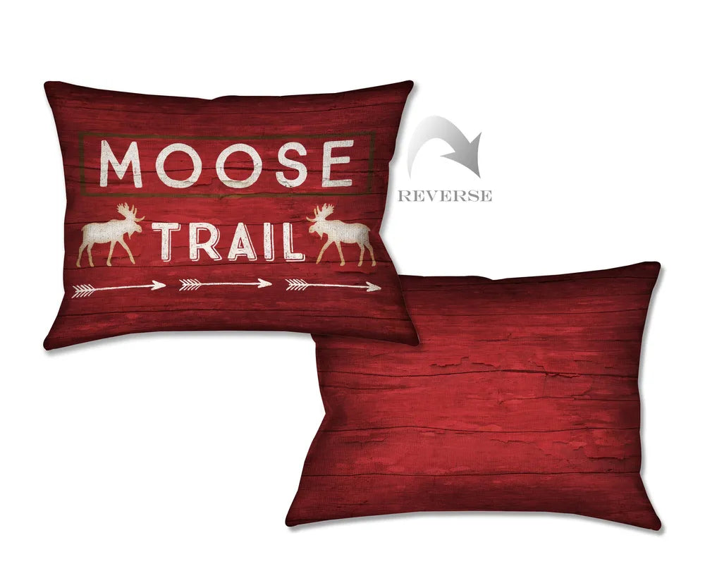 Country Cabin Moose Trail Indoor Decorative Pillow 