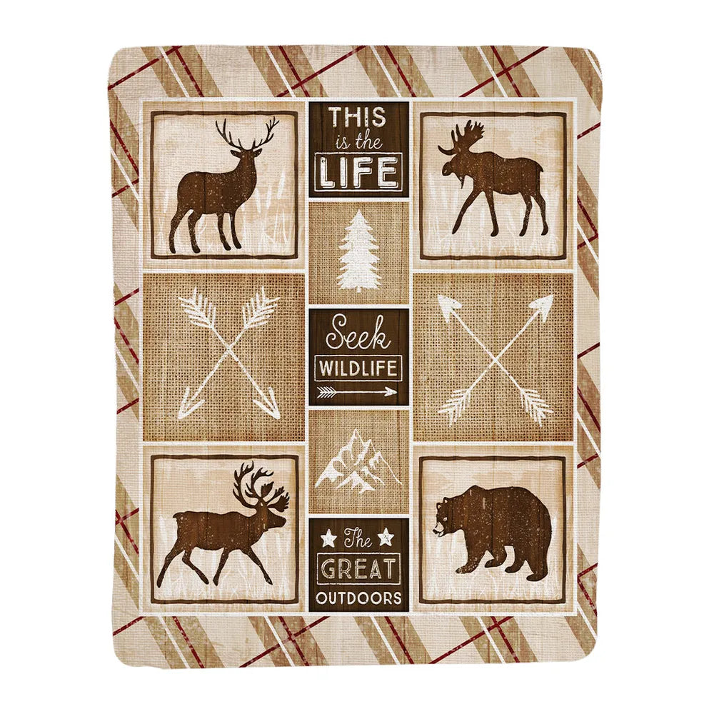 Country Cabin Sherpa Throw Blanket 