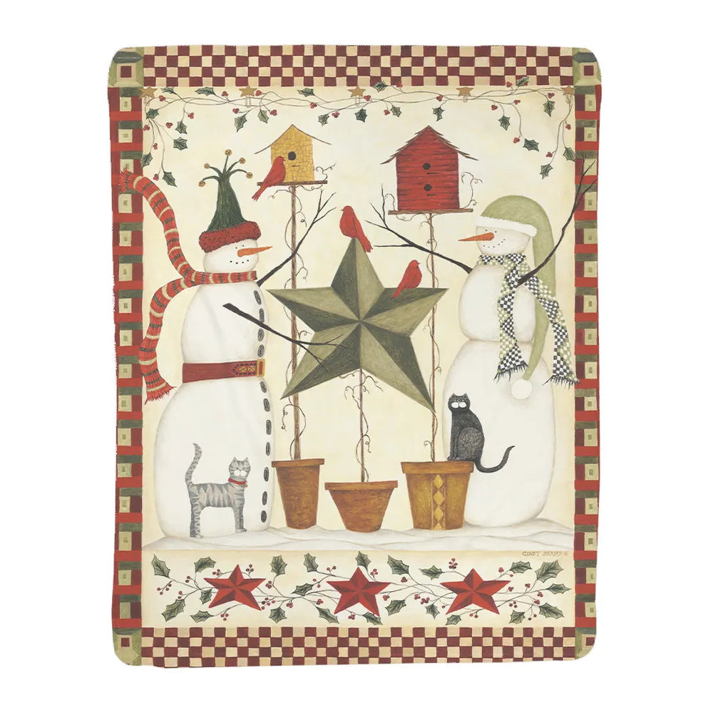 Country Snowmen Sherpa Throw Blanket 