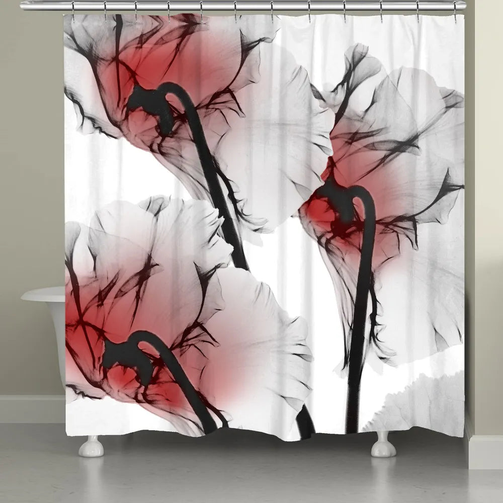 Crimson Cyclamen X-Ray Flowers Shower Curtain 