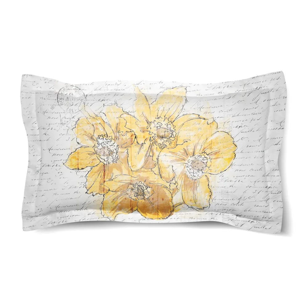 Daffodil Blooms Eiffel Tower Duvet Sham