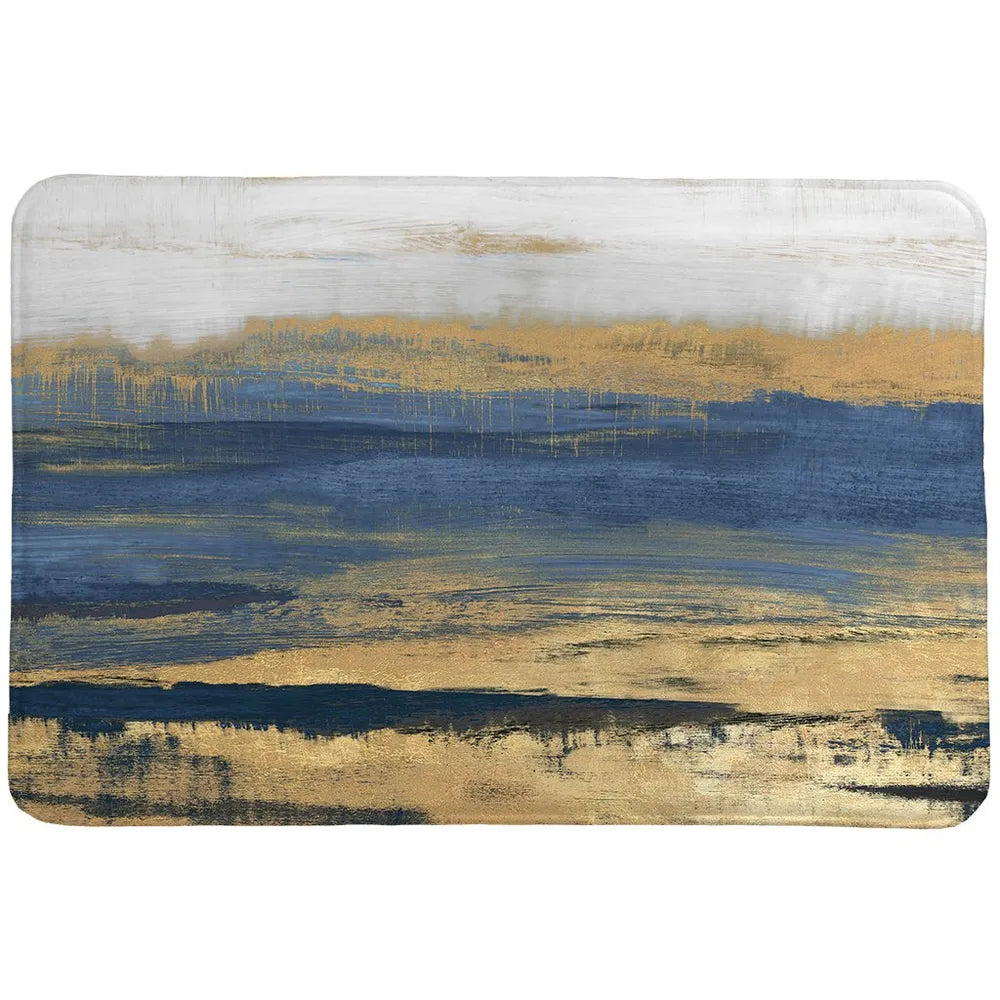 Deep Shades Of Blue Abstract Memory Foam Rug