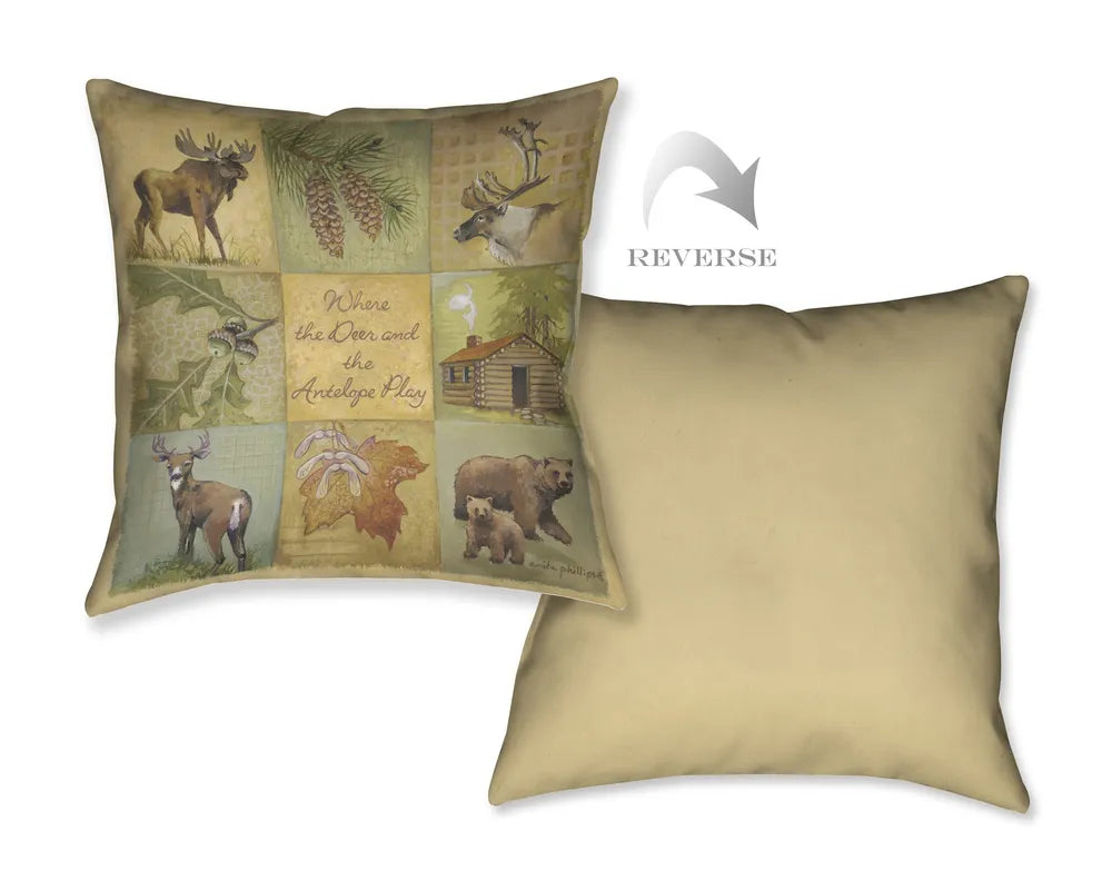 Deer and Antelope Indoor Decorative Pillow 