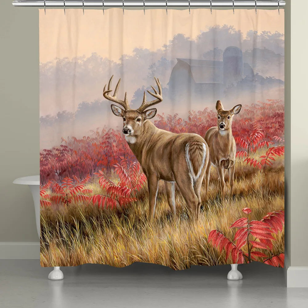 Deer in Lifting Fog Shower Curtain 