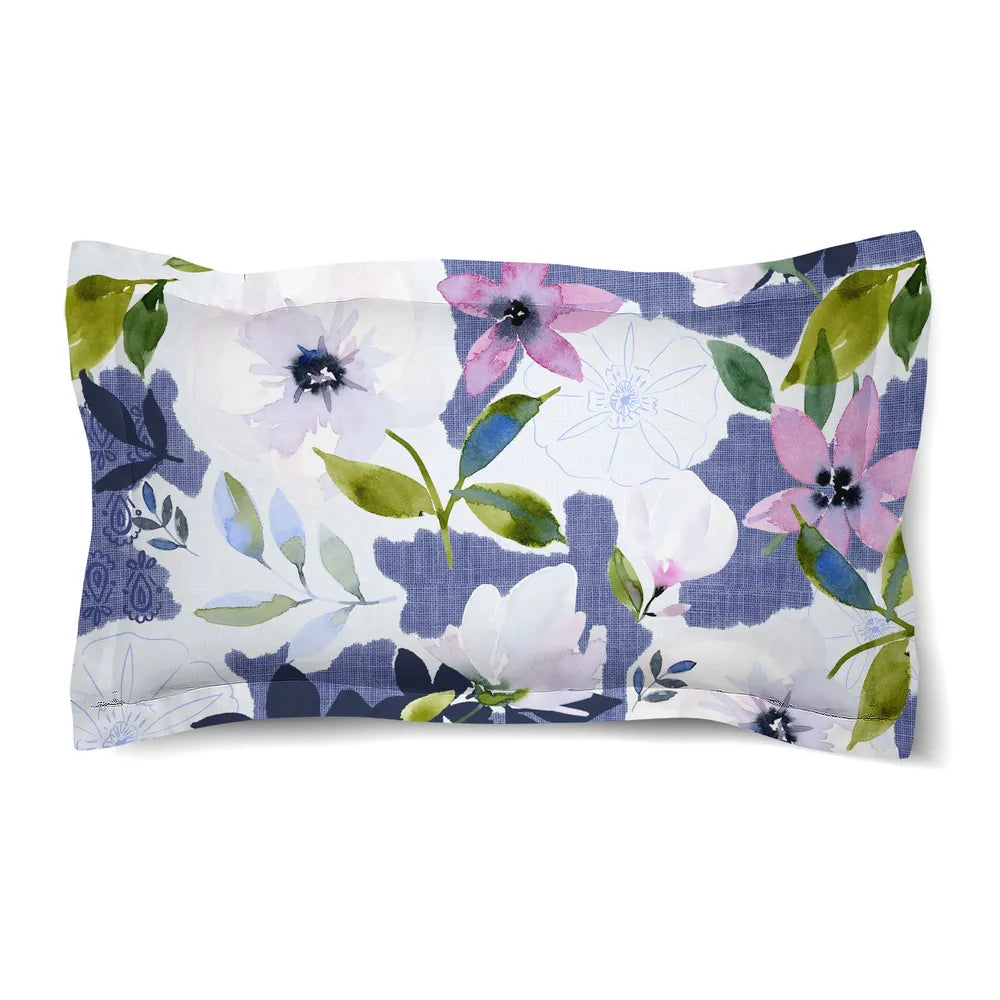 Denim Floral Comforter Sham