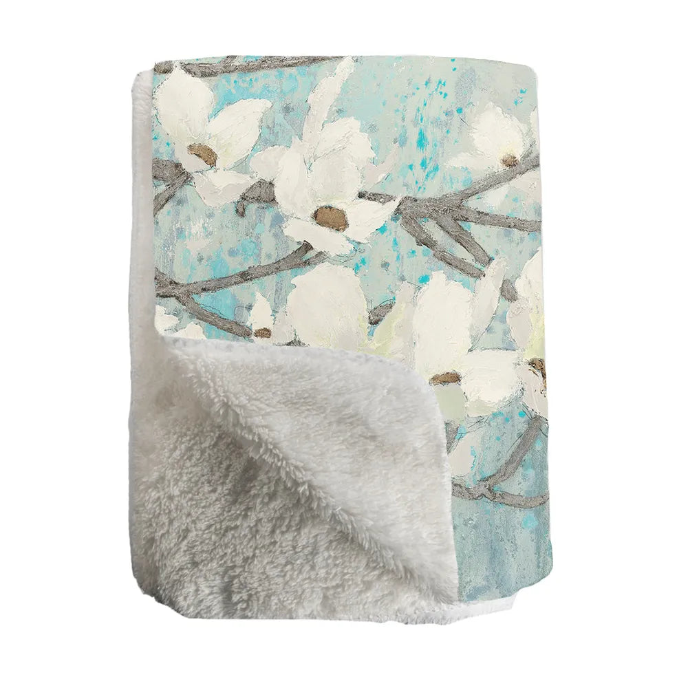 Dogwood Blossoms Sherpa Throw Blanket 