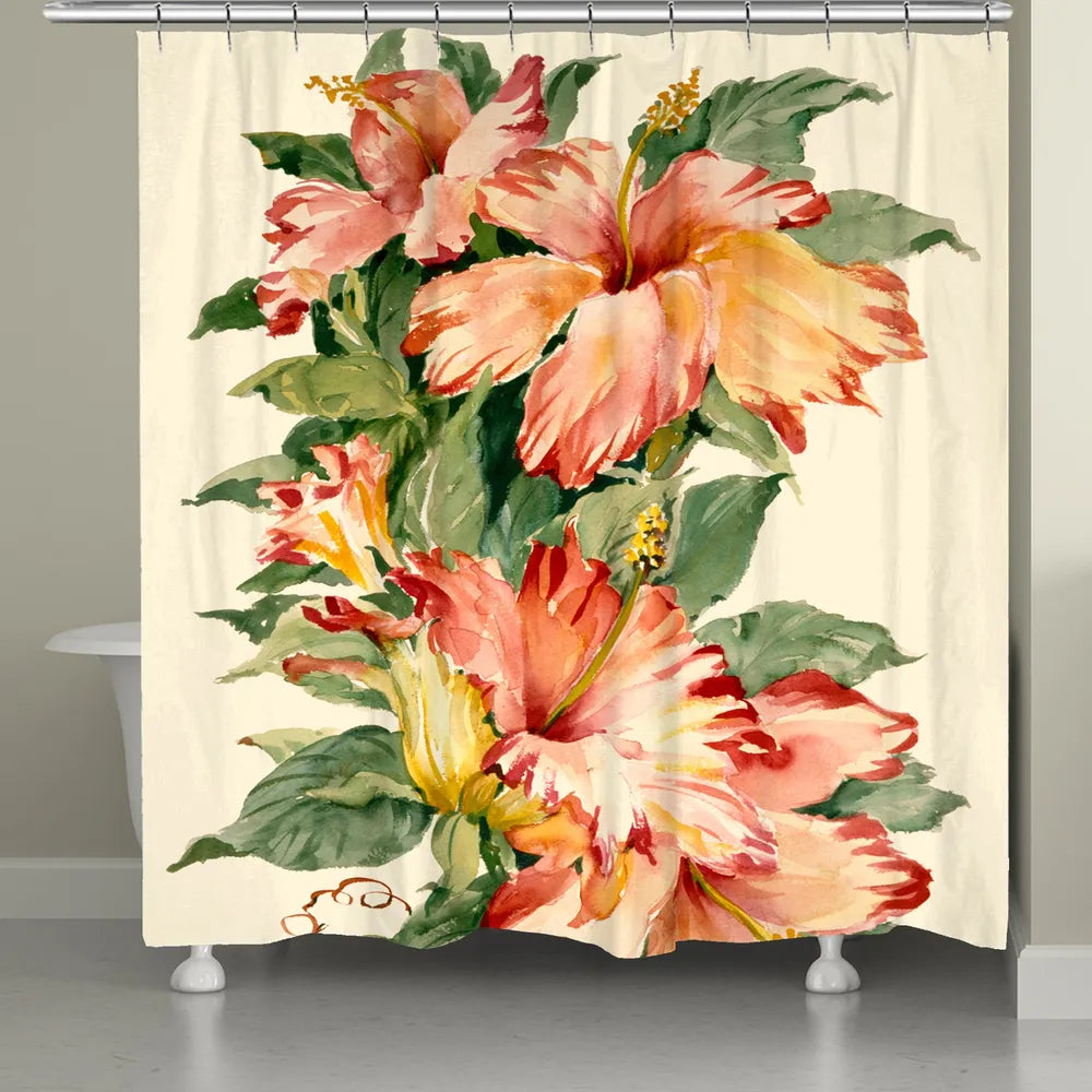 tiger lily shower curtain Elegant Red Tropical Hibiscus Shower Curtain