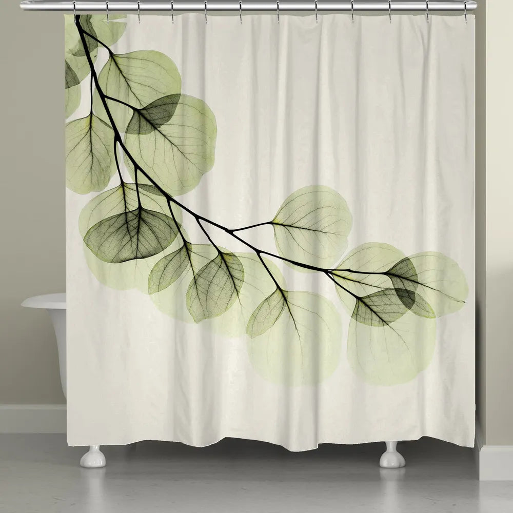 Green X Ray Of Eucalyptus Leaves Shower Curtain Laural Home