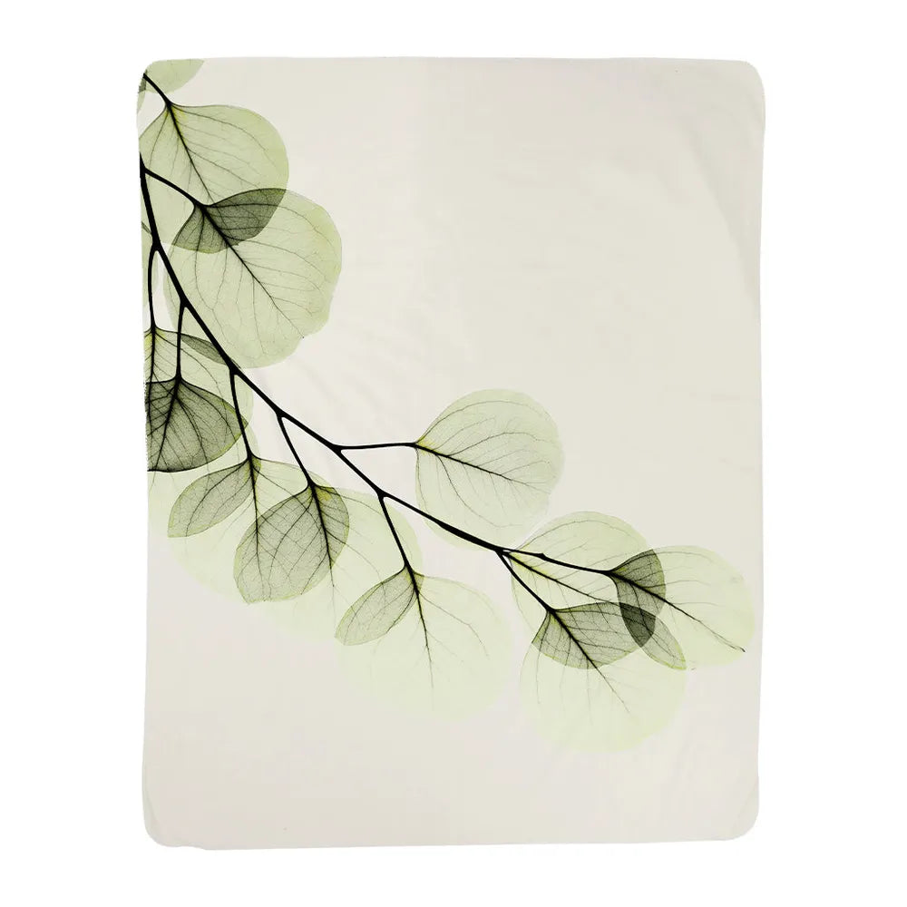 Green X-Ray of Eucalyptus Leaves Sherpa Throw Blanket 