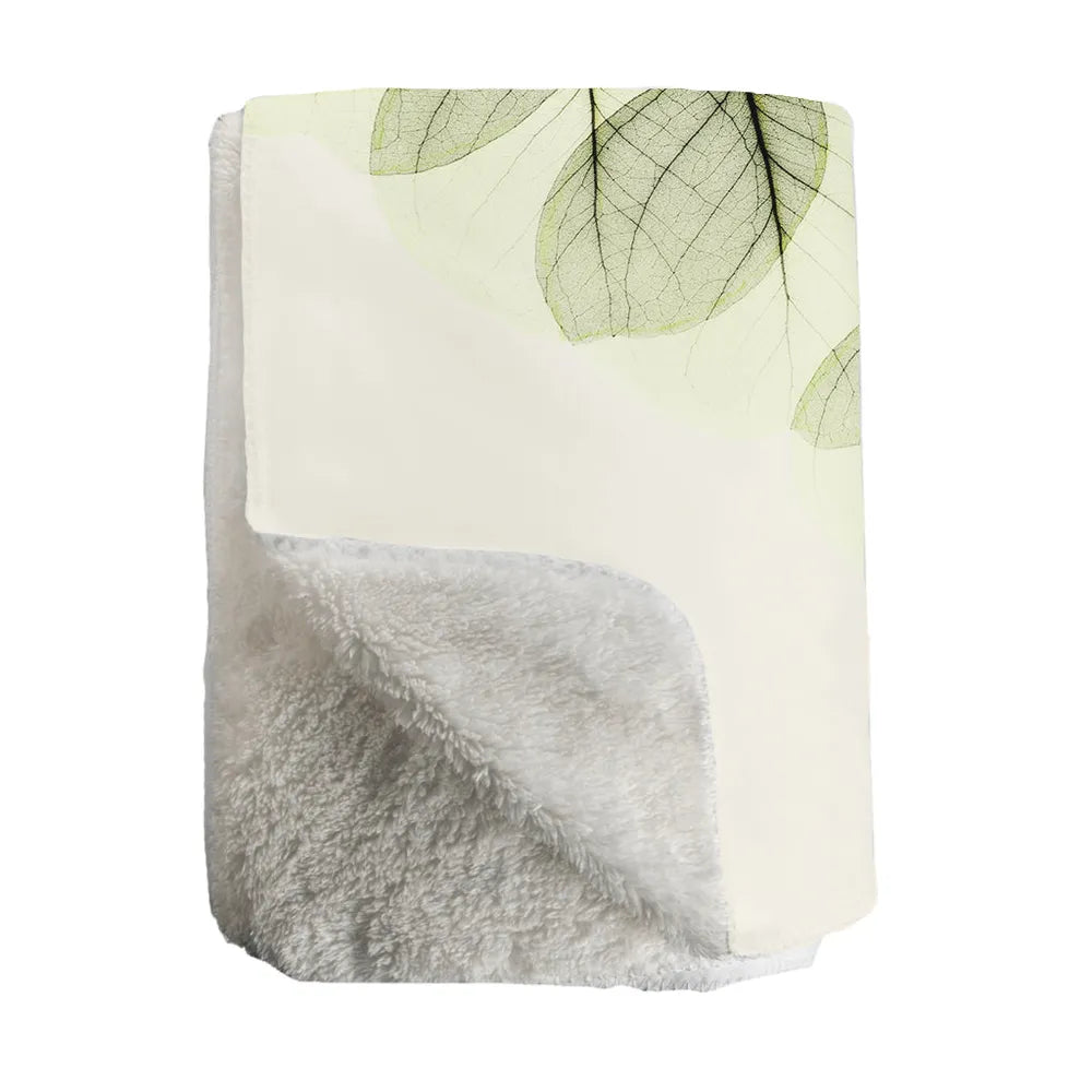 Green X-Ray of Eucalyptus Leaves Sherpa Throw Blanket 