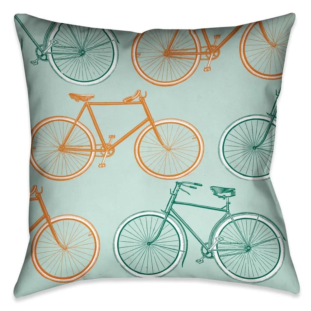 Postcard From Europe Bikes Pillow 