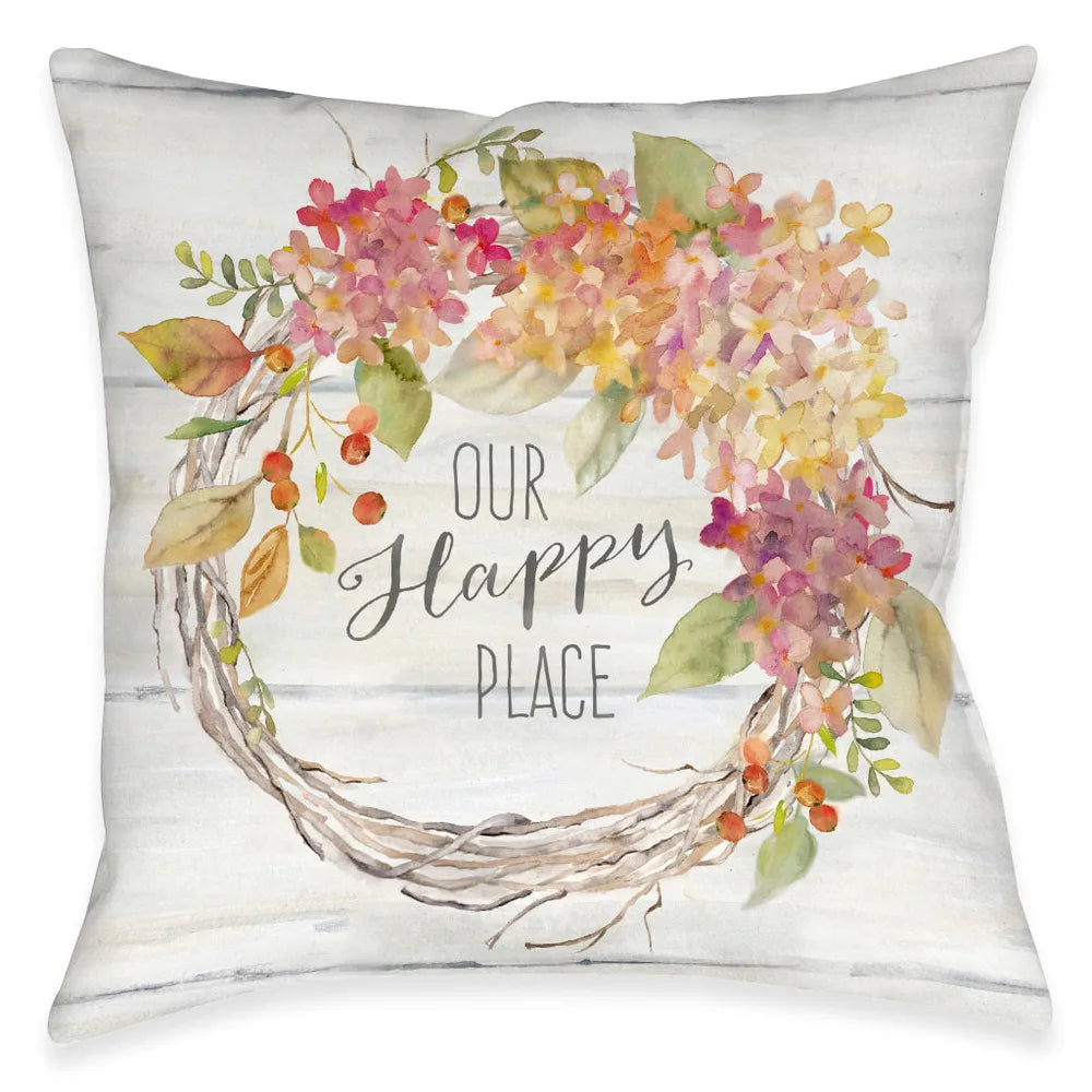 Our Happy Place Outdoor Decorative Pillow