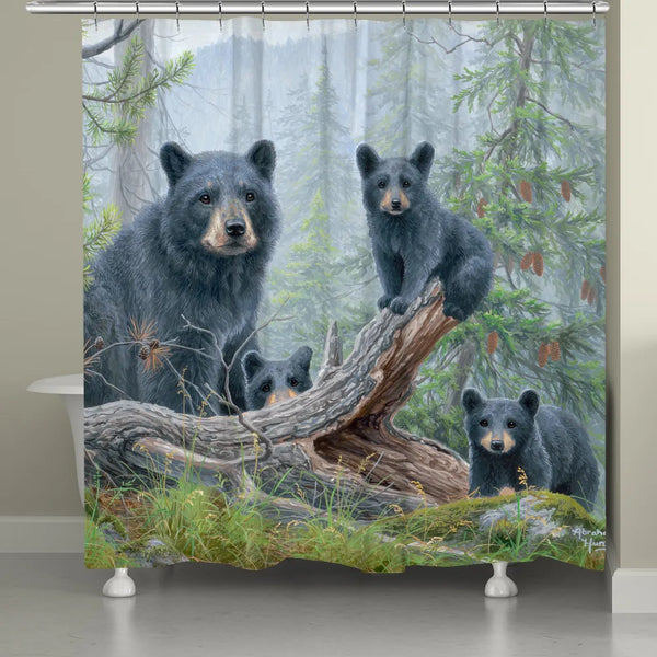 BLACK BEAR FAMILY NEW SET OF 2 HAND TOWELS EMBROIDERED BY LAURA