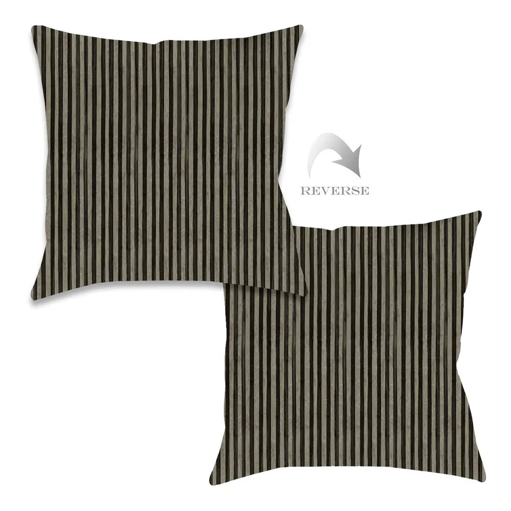 Farmhouse Stripe Black Outdoor Decorative Pillow