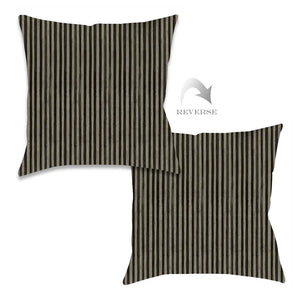 kathy ireland® HOME Farmhouse Stripe Black Outdoor Decorative Pillow