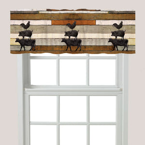 Shiplap Stacked Farm Animals Window Valance