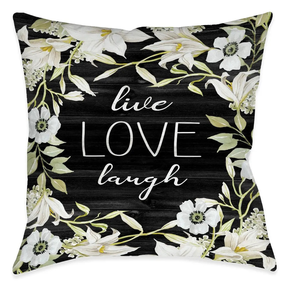 Farmhouse Florals Love Outdoor Decorative Pillow