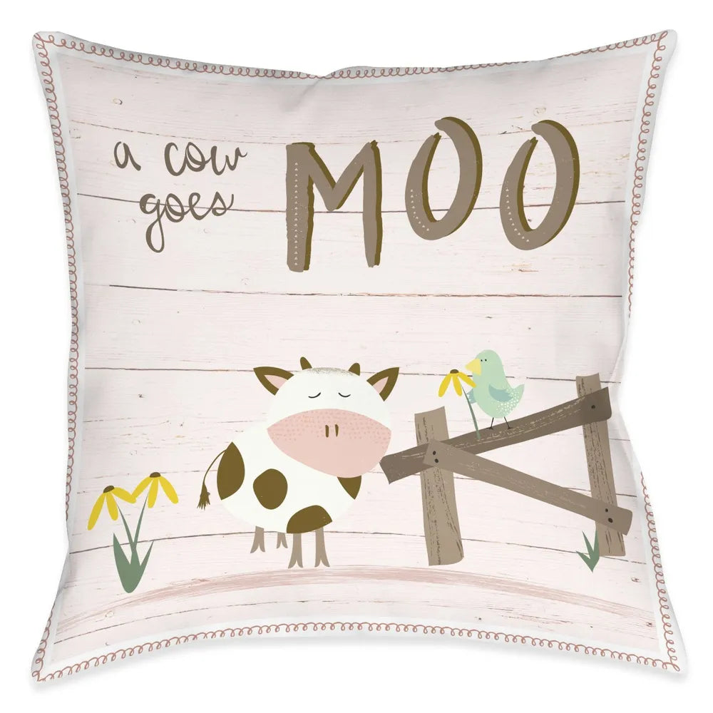 Farm Yard Friends Moo Indoor Decorative Pillow