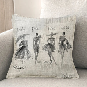 Fashion Sketchbook Black Indoor Woven Decorative Pillow