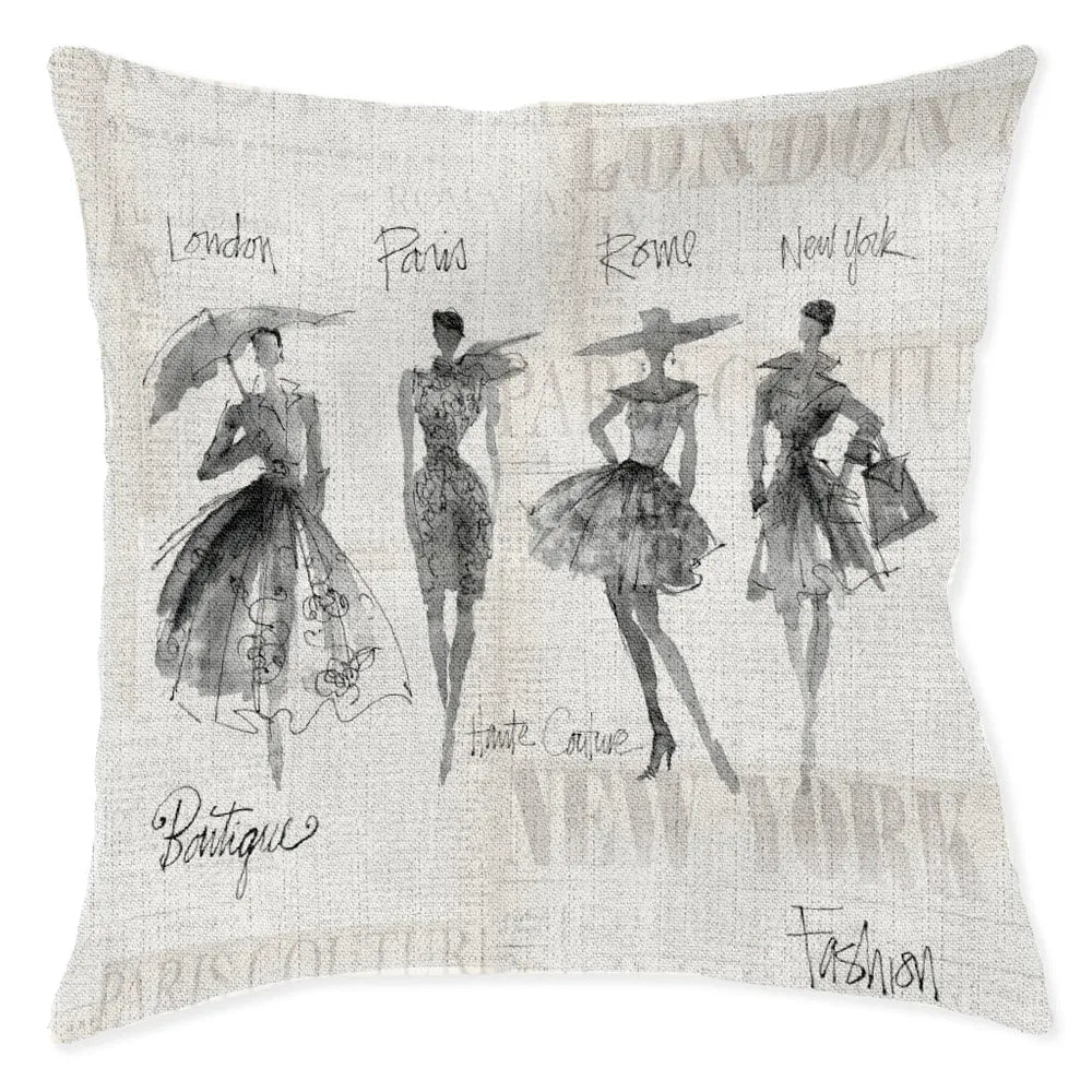 Fashion Sketchbook Black Indoor Woven Decorative Pillow