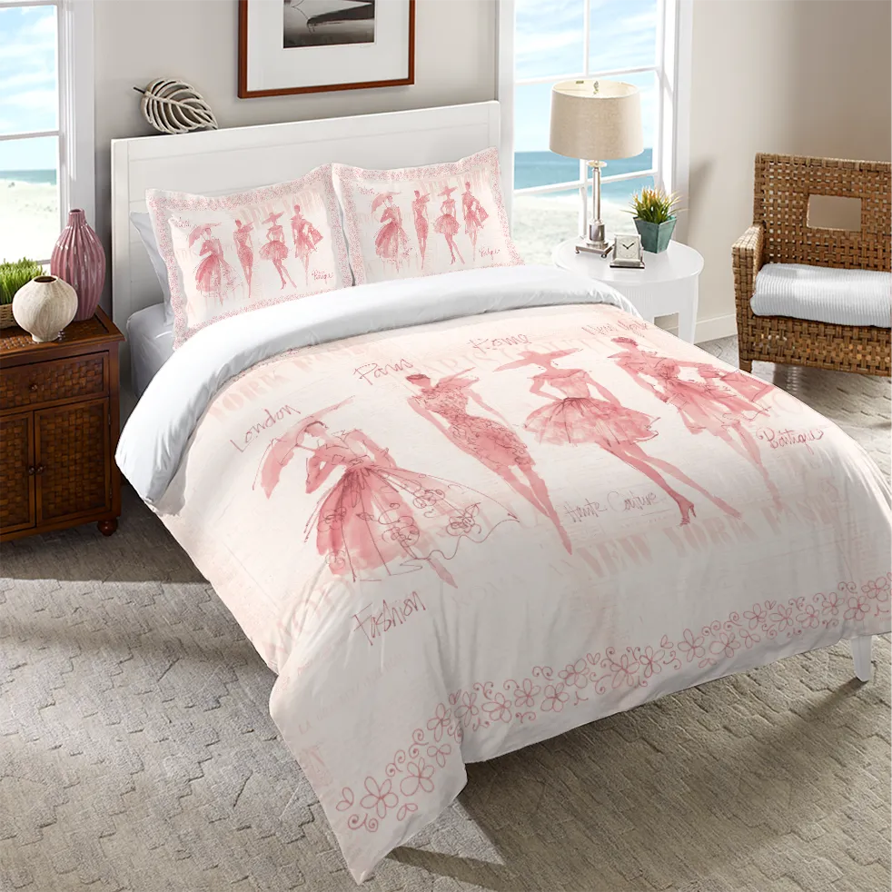 Fashion Sketchbook Pink Duvet Cover 
