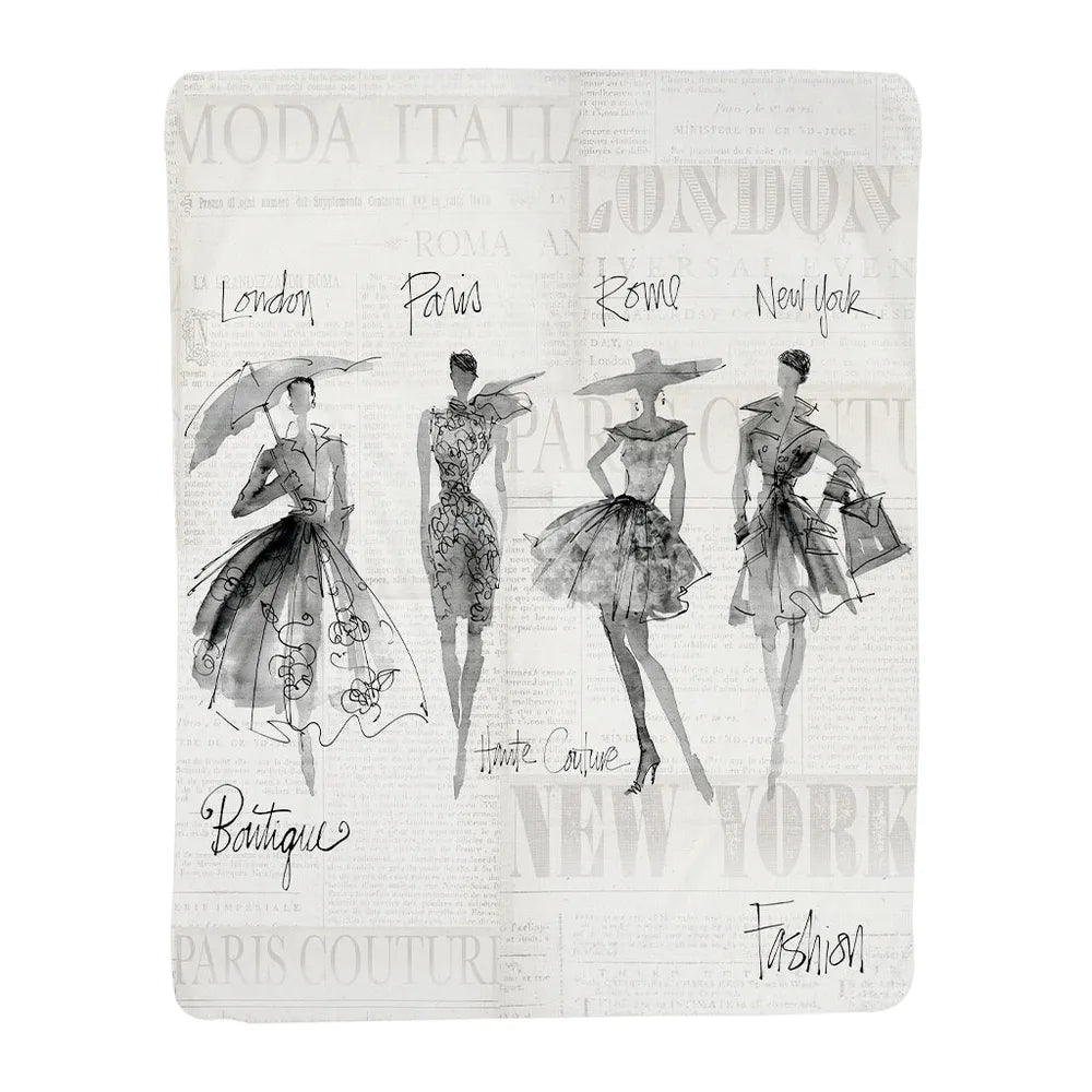 Fashion Sketchbook Sherpa Throw Blanket 