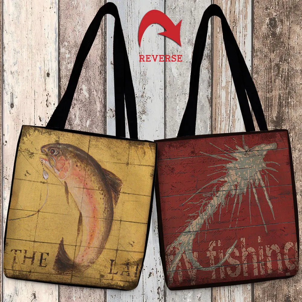 Lodge Fishing Canvas Tote Bag 