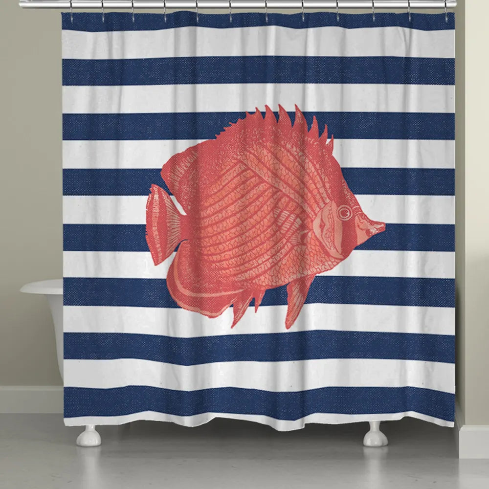 Fish Stripe Shower Curtain Laural Home