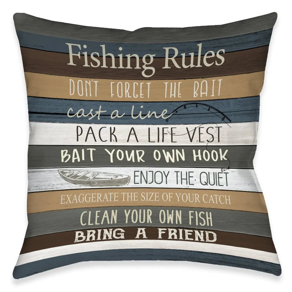 Fishing Rules Outdoor Decorative Pillow